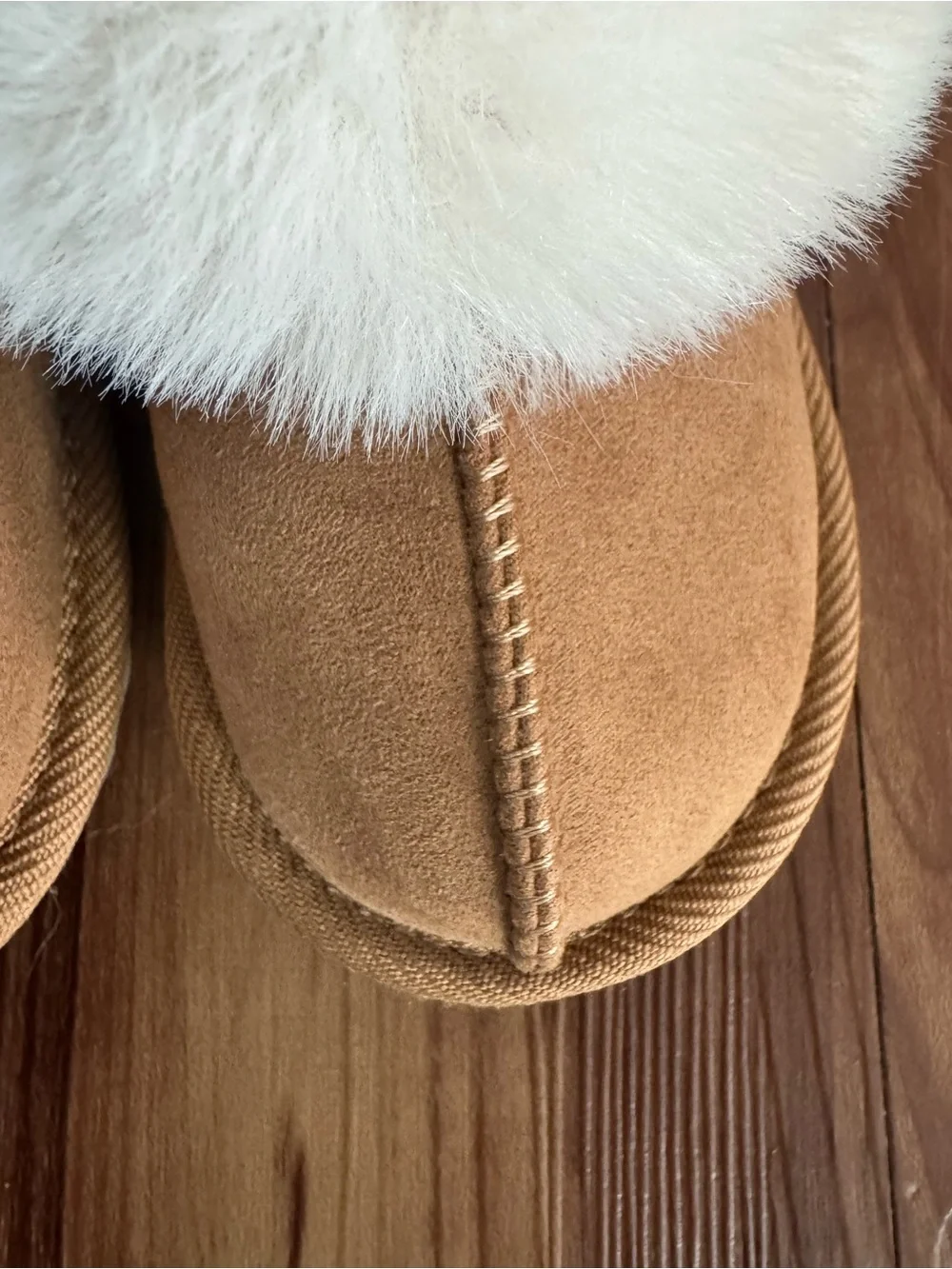 Kids Faux-Shearling Slippers in Chestnut Brown